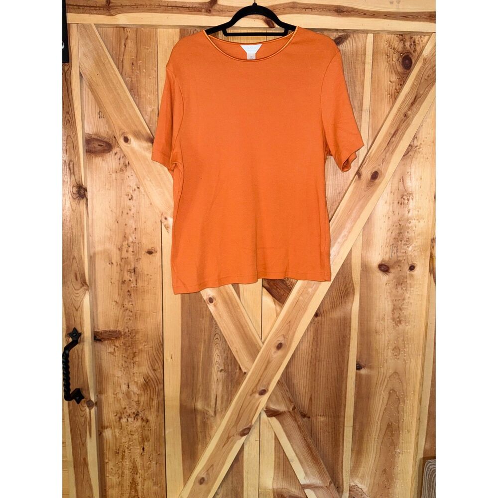 CJ Banks Orange Rust 100% Cotton Tee Shirt 1X Plus Size Basic Tee Coastal Earthy